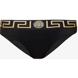 Versace Women's Greca Border Mid-Rise Bikini Bottoms - Black