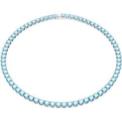 Swarovski Matrix Tennis halsband, rund skärning, blå rodiumpläterad, Medium, Rodiumpläterad, zirkon, Kristaller