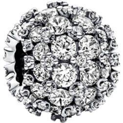 Pandora Sparkling Pavé Round Charm - Silver/Transparent