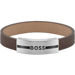 Hugo Boss Gents Luke Brown Leather Strap Bracelet, Brown, Men