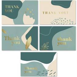 Rileys Thank You Cards with Matching Envelopes 50-Count, Gold Foil Blank Note Cards, Perfect for Wedding, Business, Gift Cards, Graduation, Baby Shower, Funeral Sage Green