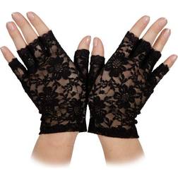 Wicked Costumes Ladies Punk 80s Short Lace Gloves Black