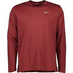 Nike Men's Miler Dri-FIT UV Long Sleeve Running Top - Night Maroon/Cedar/Heather