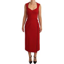 Dolce & Gabbana Sweetheart Sleeveless Midi Stretch Dress - Red