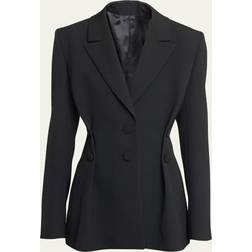 Givenchy Womens Black Single-breasted Slim-fit Wool Blazer