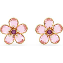 Swarovski Florere stud earrings - Gold/Pink/Transparent