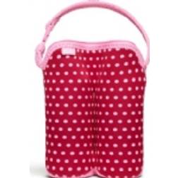 BUILT Bottle Buddy Two Bottle Tote with holder (Baby Pink Mini Dots)