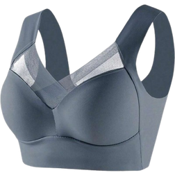 Shein Seamless Sports Bra With Mesh Panel, Shiny Finish, No Steel Wire, For Daily Wear
