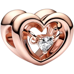 Pandora Radiant Heart & Floating Stone Charm - Rose Gold/Transparent