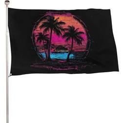 MHXYZHW Palm Vintage Sunrise Flag 91x152cm