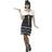 Smiffys Flapper Costume Black with Dress & Fur Stole