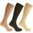Mens 100% Cotton Ribbed Knee High Socks (Pack Of 3) (UK 6-11, EUR 39-45) (Beige/Cream/Green)