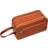 Time Resistance Leather Cosmetic Bag Toiletry Italian Classy Dopp Kit Cognac