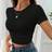 Shein Solid Ruched Crop Tee