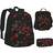 WURTON Explosion Fireworks Print Backpack Set - Red/Black Rose