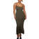 PrettyLittleThing Shape Jersey Strappy Maxi Dress - Olive Khaki