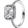 Pandora Rectangular Sparkling Halo Ring - Silver/Transparent