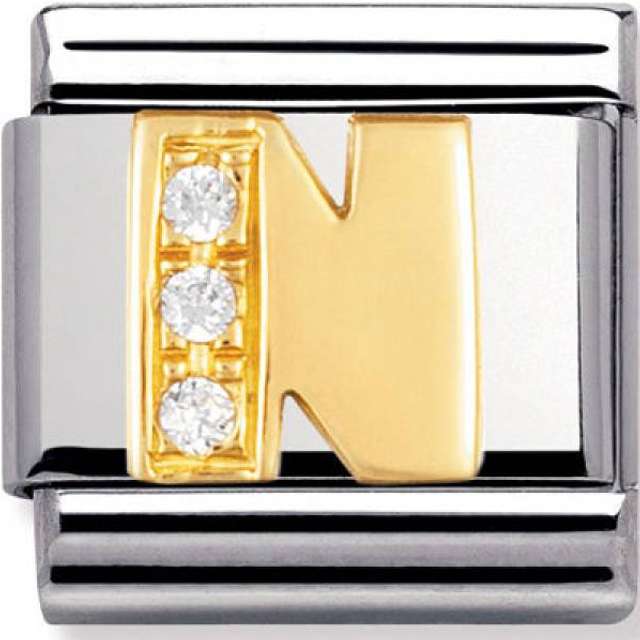 Nomination Composable Classic Link Letter N Stainless Steel/Gold ...