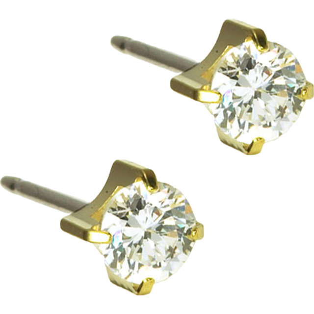 Blomdahl Skin Friendly Earrings 5mm - Gold/White • Pris »