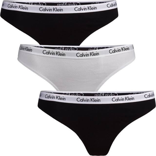 Calvin Klein Carousel Thongs 3-pack - Black/White/Black • Pris »
