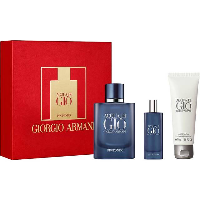 Giorgio Armani Acqua Di Gio Profondo Holiday 2021 Gift Set EdP 75ml + EdP  15ml + Shower Gel 75ml • Pris »