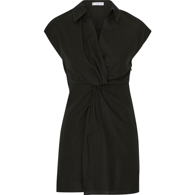 Mango Linen-blend Shirt Dress - Black • Se priser »