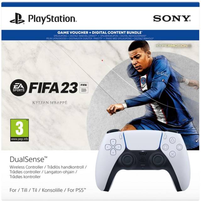 Sony PlayStation 5 DualSense Controller with FIFA 23 Voucher - White • Pris  »