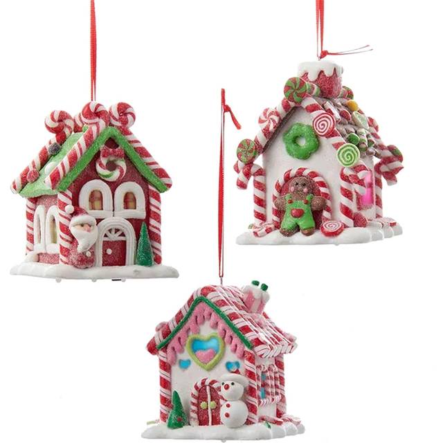 Kurt Adler Holiday Decorative Batter Operated Gingerbread Candy House  Christmas Tree Ornament • Pris »